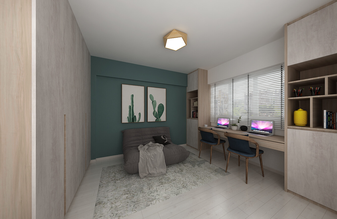 Shunfu Road HDB Bedroom 3D Drawing Interior Design Renovation By Home Guide