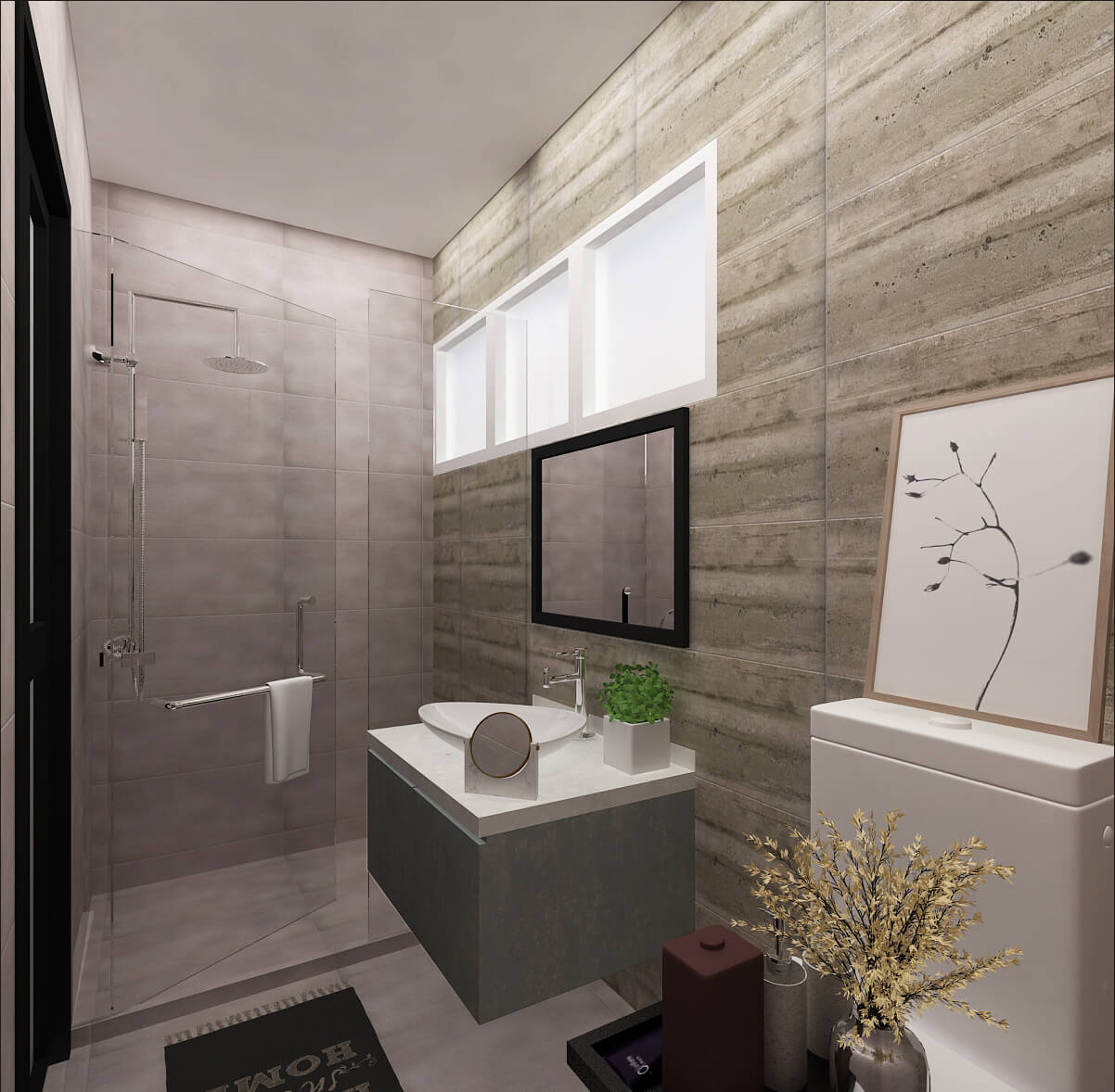 Shunfu Road HDB Common Bathroom 3D Drawing Interior Design Renovation By Home Guide