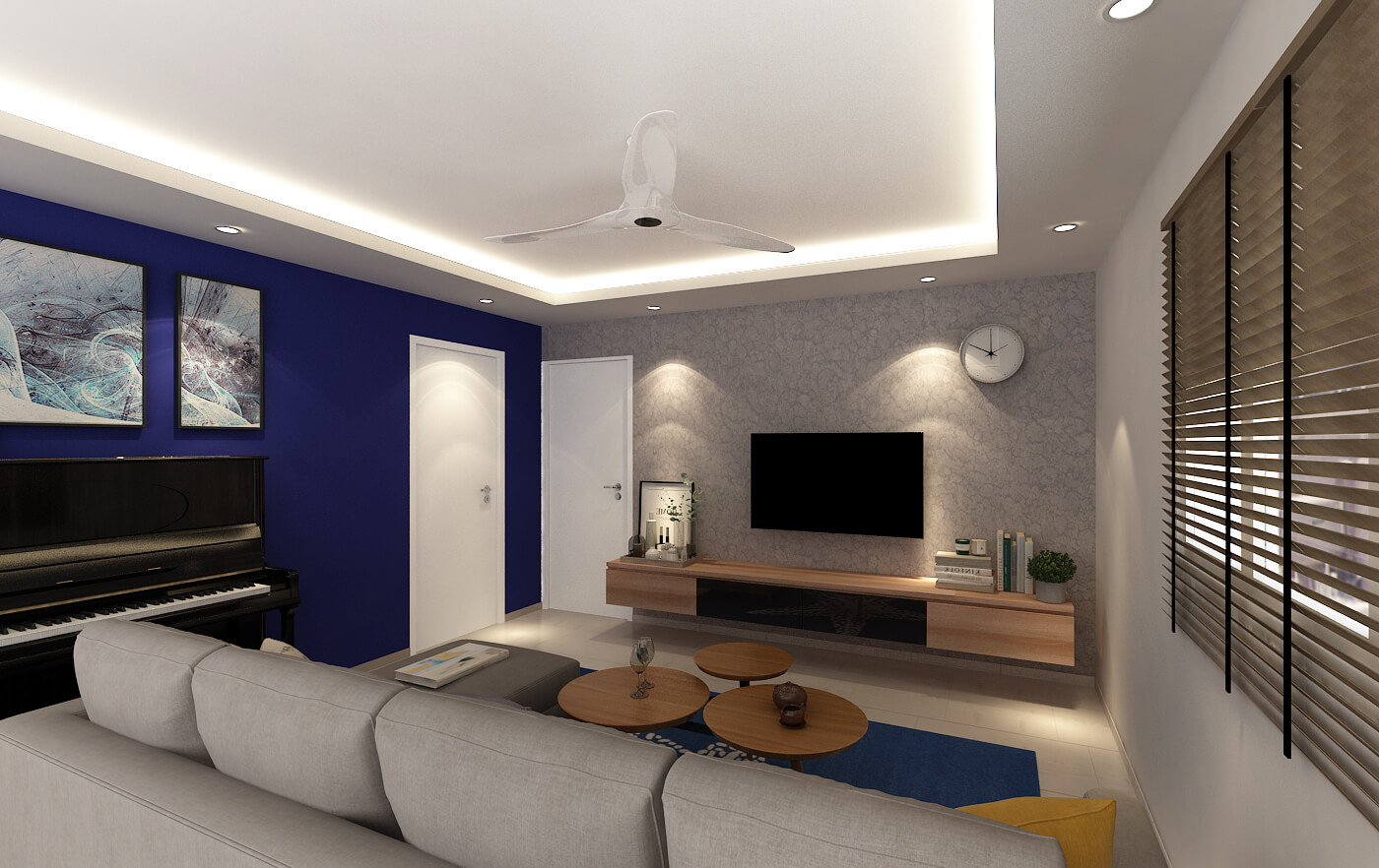 Shunfu Road HDB Living Room Interior Design 3D Drawing By Home Guide