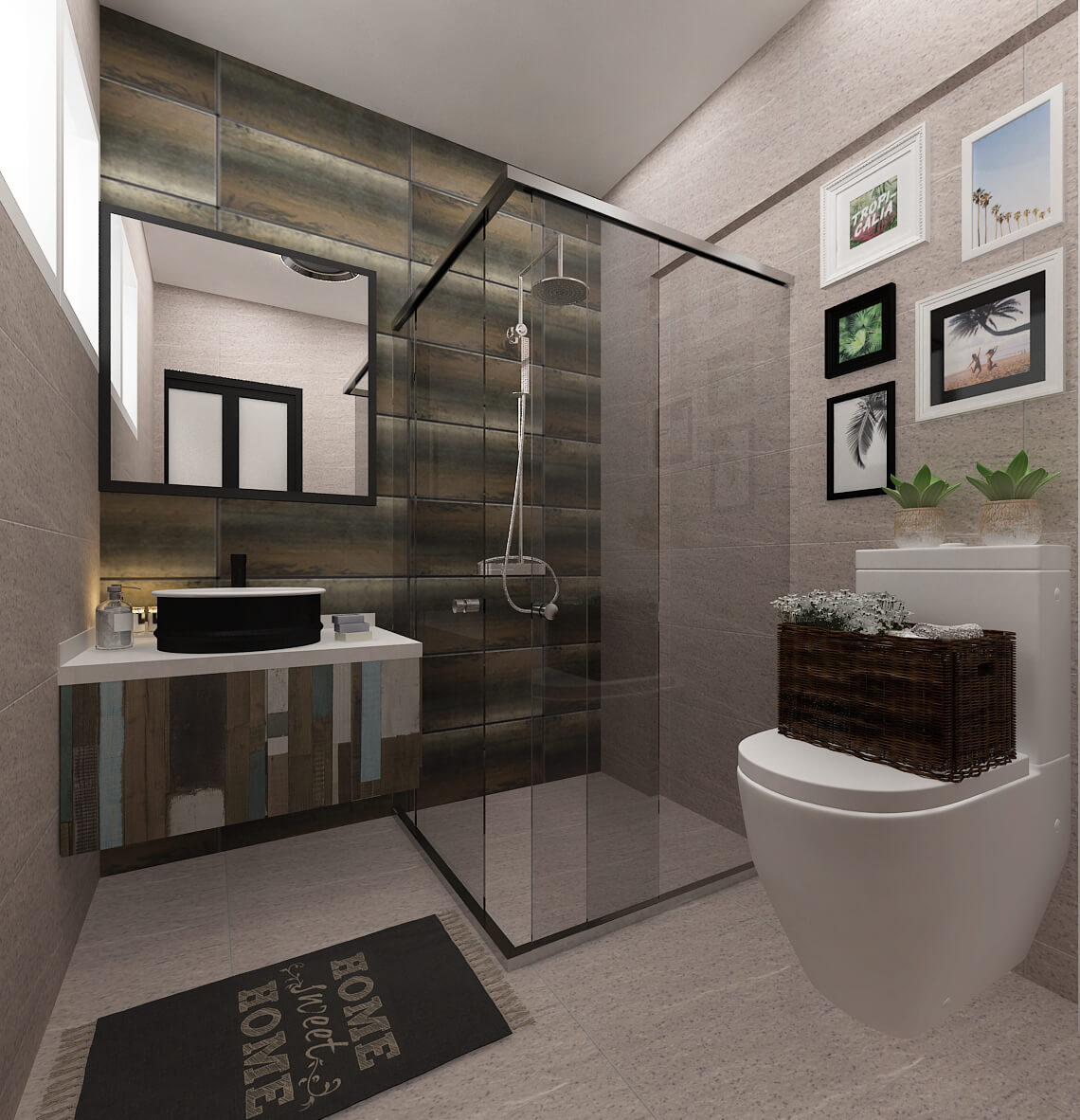 Shunfu Road HDB Master Bathroom 3D Drawing Interior Design Renovation By Home Guide