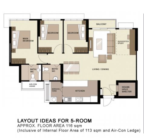 Northshore StraitsView HDB BTO 5 room floor plan
