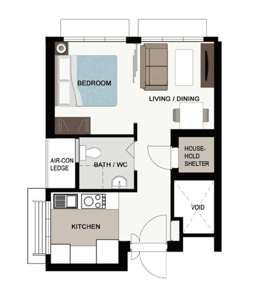 ang mo kio court BTO 2 room interio design floor plan