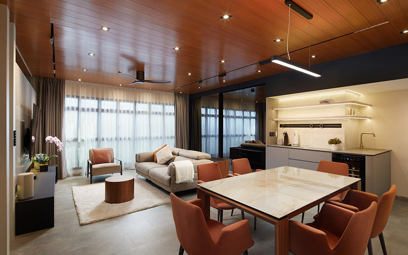 Modern open-concept living and dining area in Tanglin Halt.
